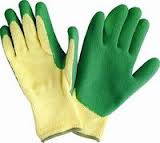 ถุงมือเคลือบยางธรรมชาติสีเขียว