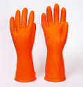 ถุงมือยางสีส้ม