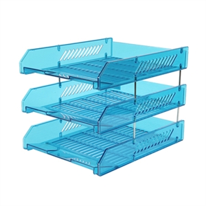 ถาดเอกสารพลาสติก ออร์ก้า L-3 3 ชั้น ฟ้าใส